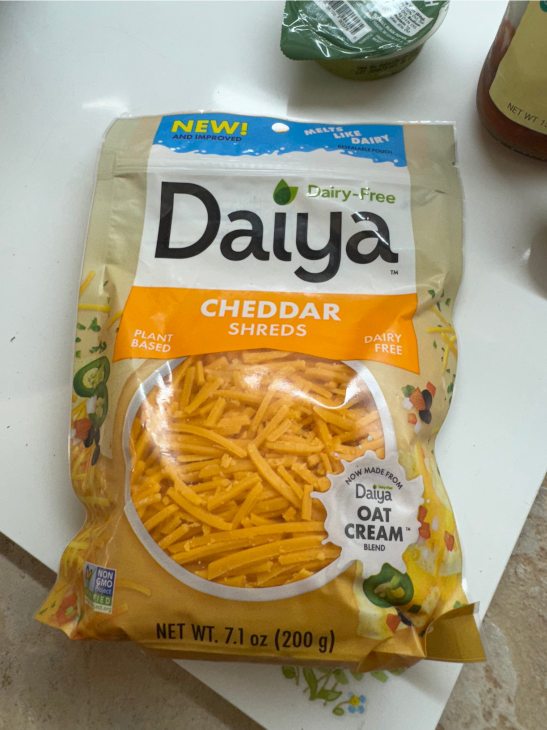 Daiya Cheddar flavor shreds in packaging