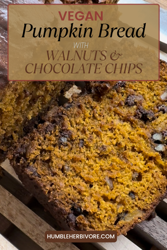 Vegan Pumpkin Bread with Walnuts and Chocolate Chips