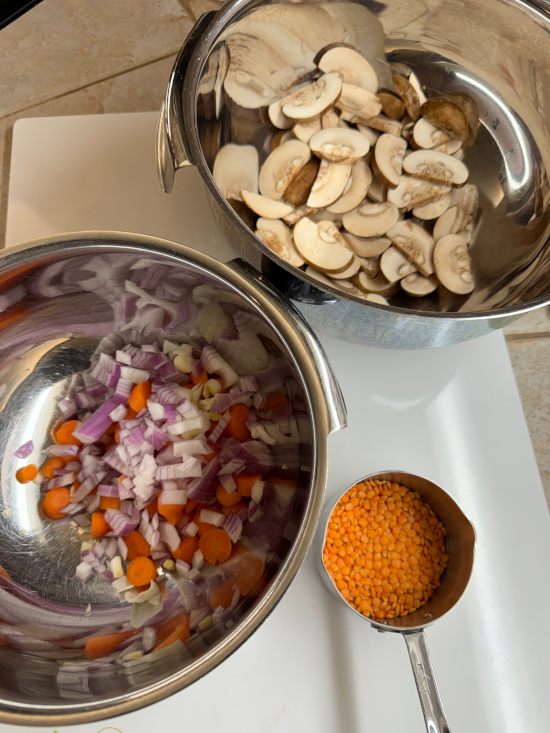 Prepped veggies for Bolognese