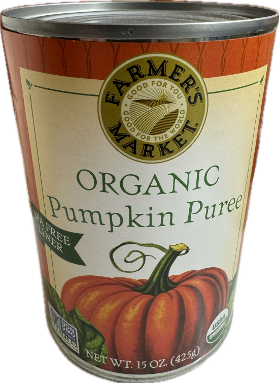 Organic pumpkin puree used in the recipe