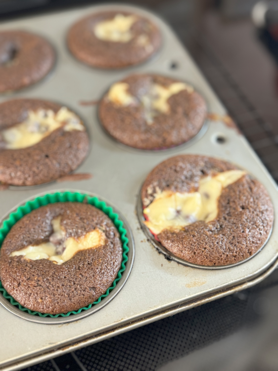 Cupcakes fresh from the oven in the cupcake pan