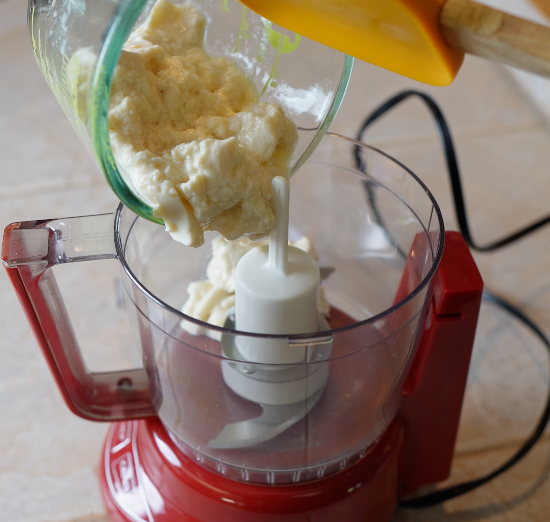 Adding silken tofu to food processor