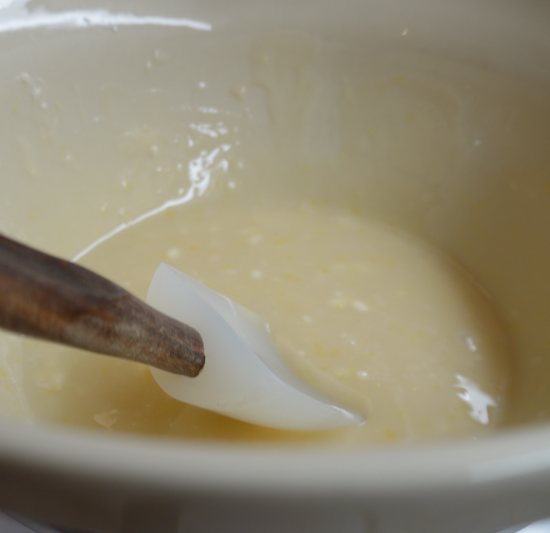 Lemon bar batter combined and mixed well