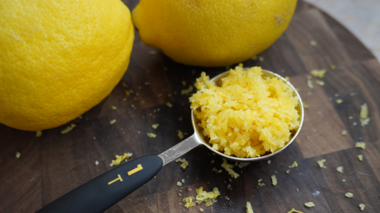 Lemon zest in tablespoon