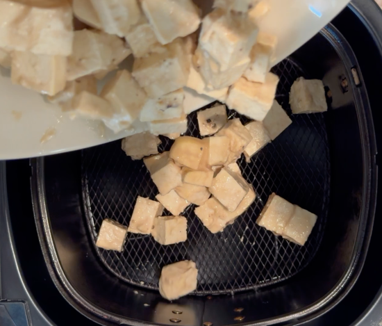 Air frying tofu