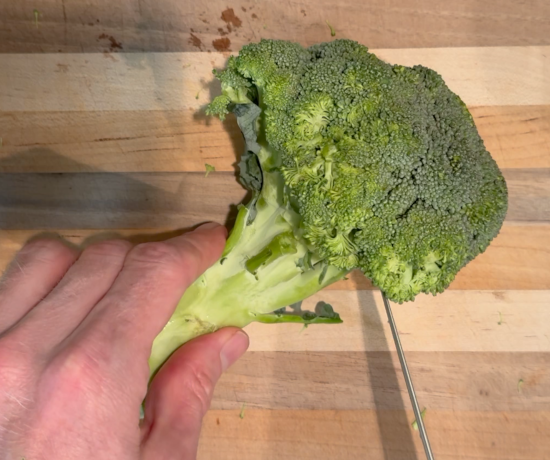 Prepping the broccoli