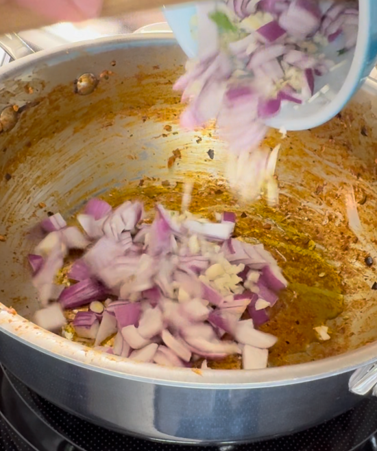 Cooking onion and garlic