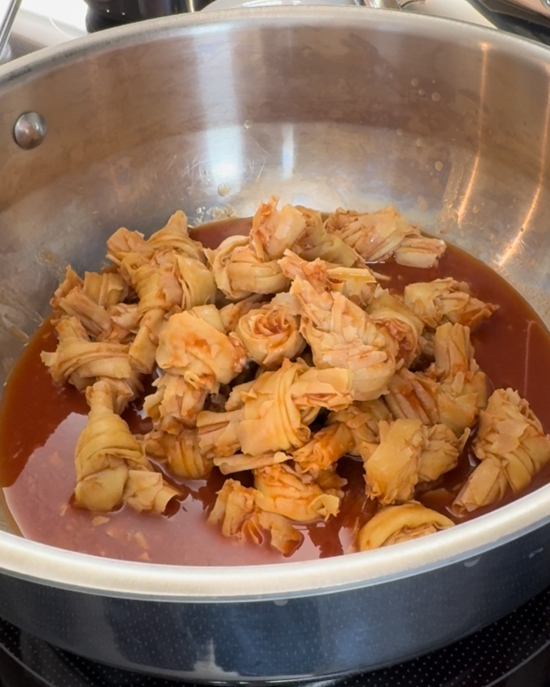 Sautéing tofu knots