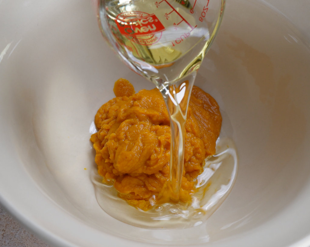 Pumpkin puree and canola oil