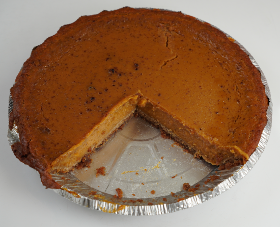 Slices removed from the sweet potato pie