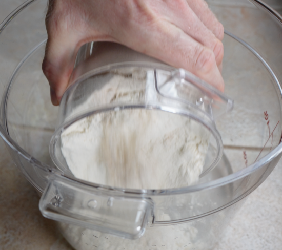 Adding the dry ingredients to the dough