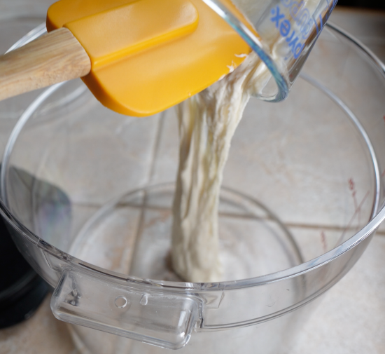 Adding the starter to the dough