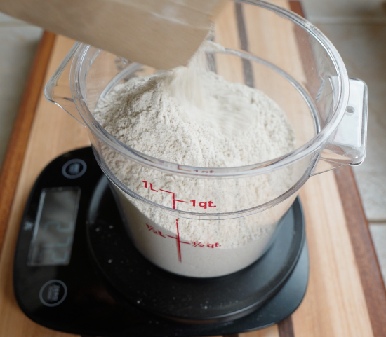 Weighing whole wheat flour