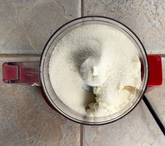 Sugar added to food processor