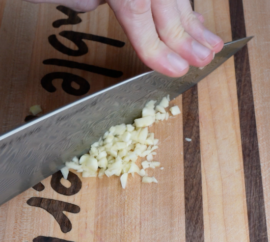 Mincing garlic