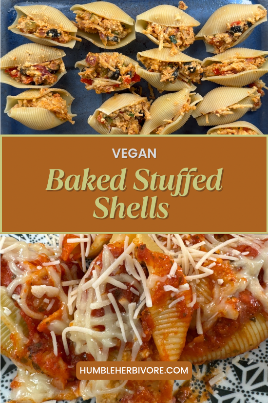 Vegan baked stuffed shells pin