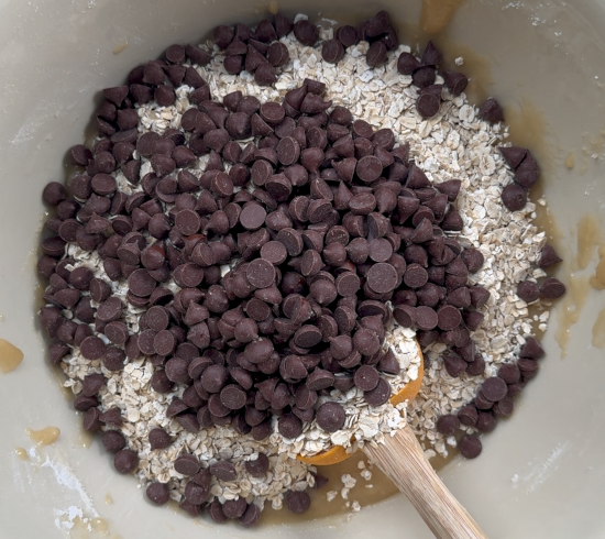 Chocolate chips added