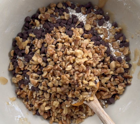 Walnuts added to cookie dough