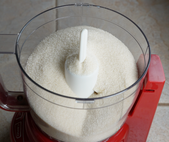 Sugar added to the food processor with the silken tofu