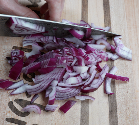 Chopping the onions