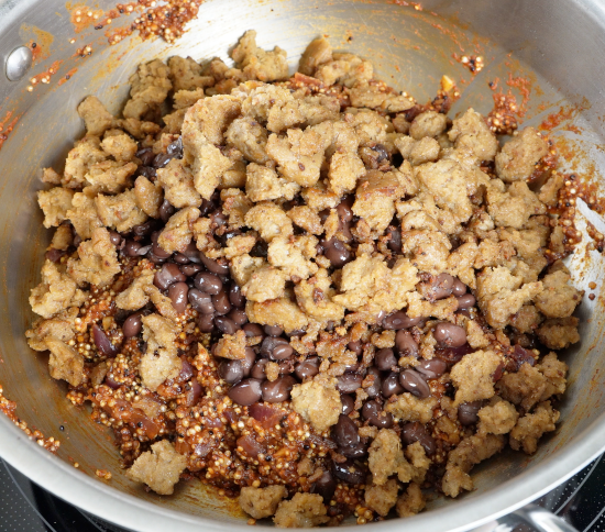 Seitan, black beans, and quinoa filling