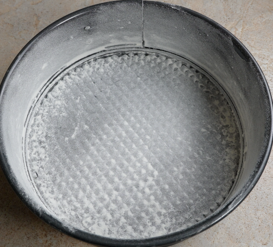 Floured springform pan