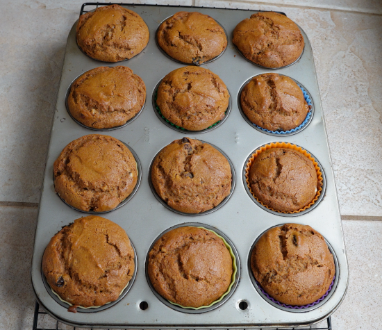 Gingerbread muffins on cooling rack