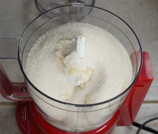 Sugar added to food processor