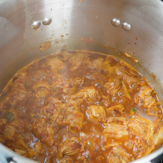 The stew simmering