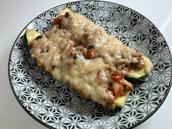 Zucchini boats served