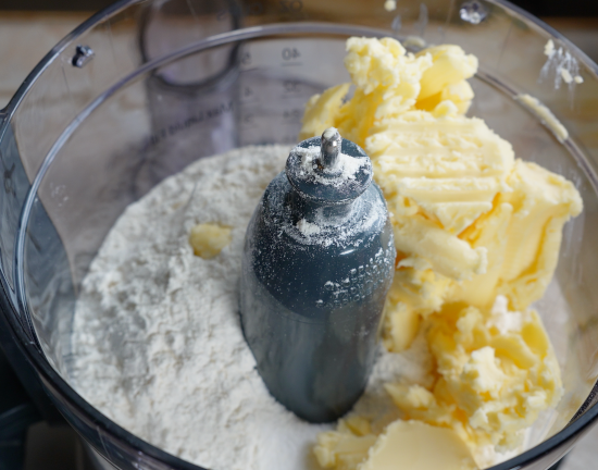 Crust ingredients in the food processor bowl