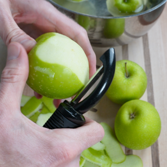 Peeling the apples