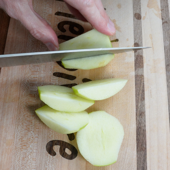 Removing the core from the apples