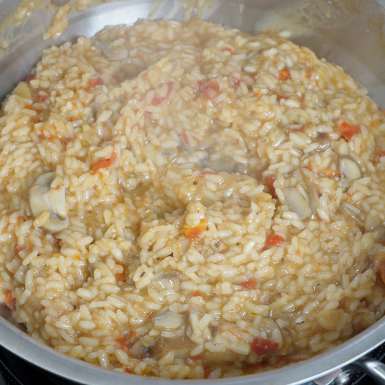 Cooking the risotto