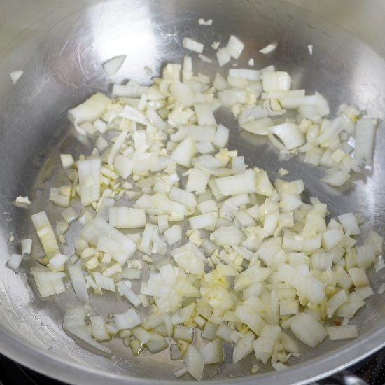 Sautéing onion and garlic