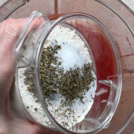 Adding the dry ingredients to make the dough