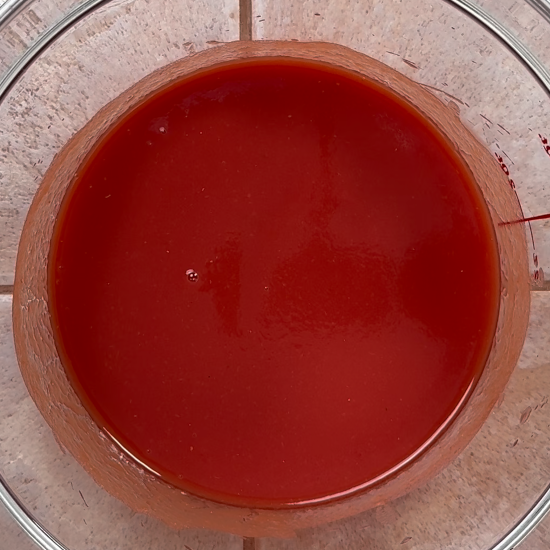 Tomato sauce and water added to the container