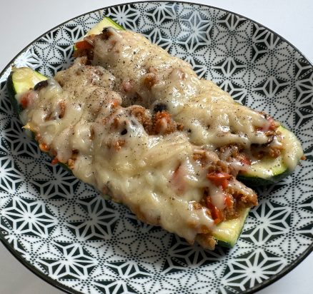 Zucchini Boats served