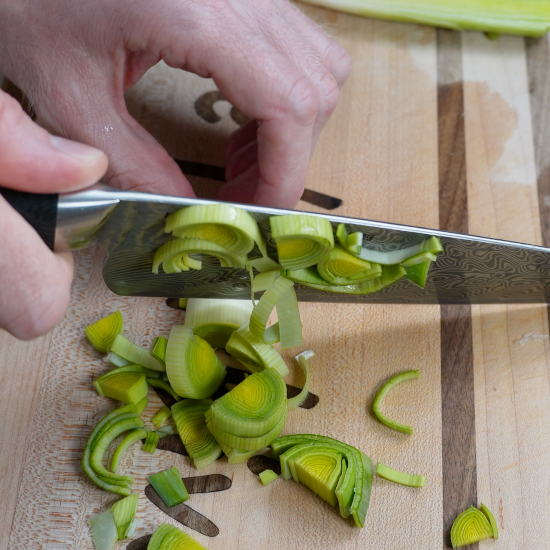 Slicing the leeks