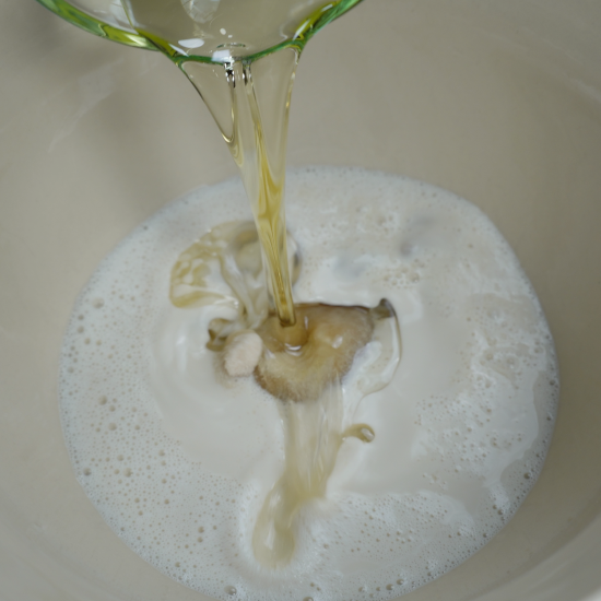 Canola oil added to the mixing bowl