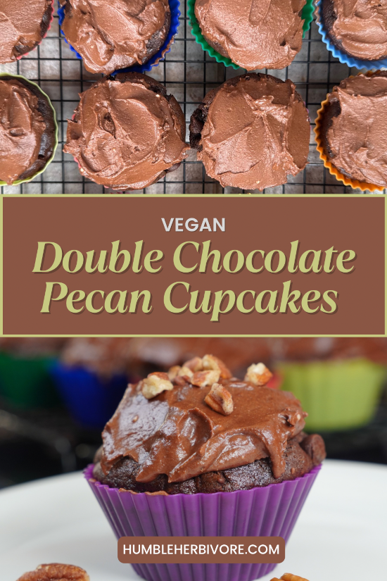 Vegan Double Chocolate Pecan Cupcakes
