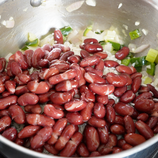 Added the kidney beans to the pan