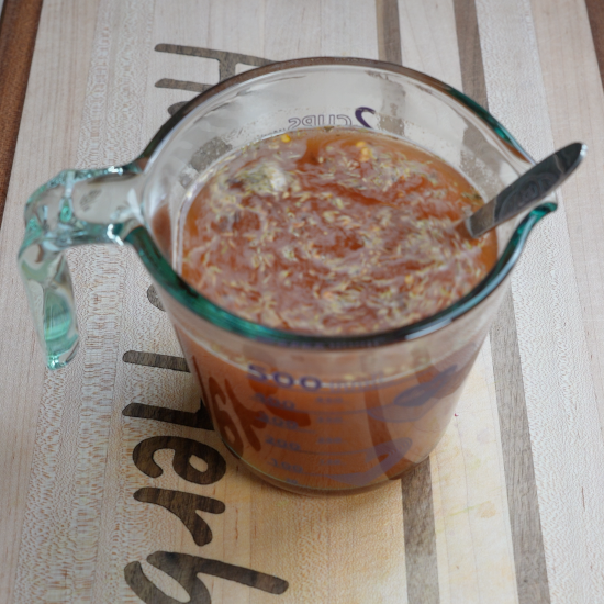 Seasonings mixed together with water and tomato paste